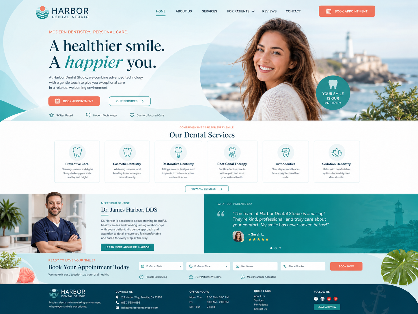Harbor Dental Studio dental website concept