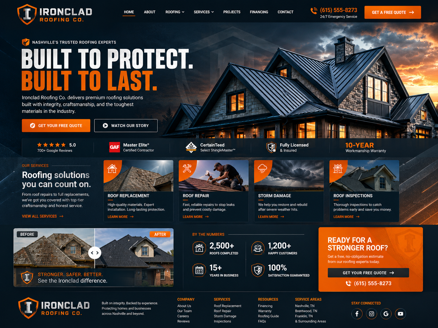 Ironclad Roofing Co. roofing website concept